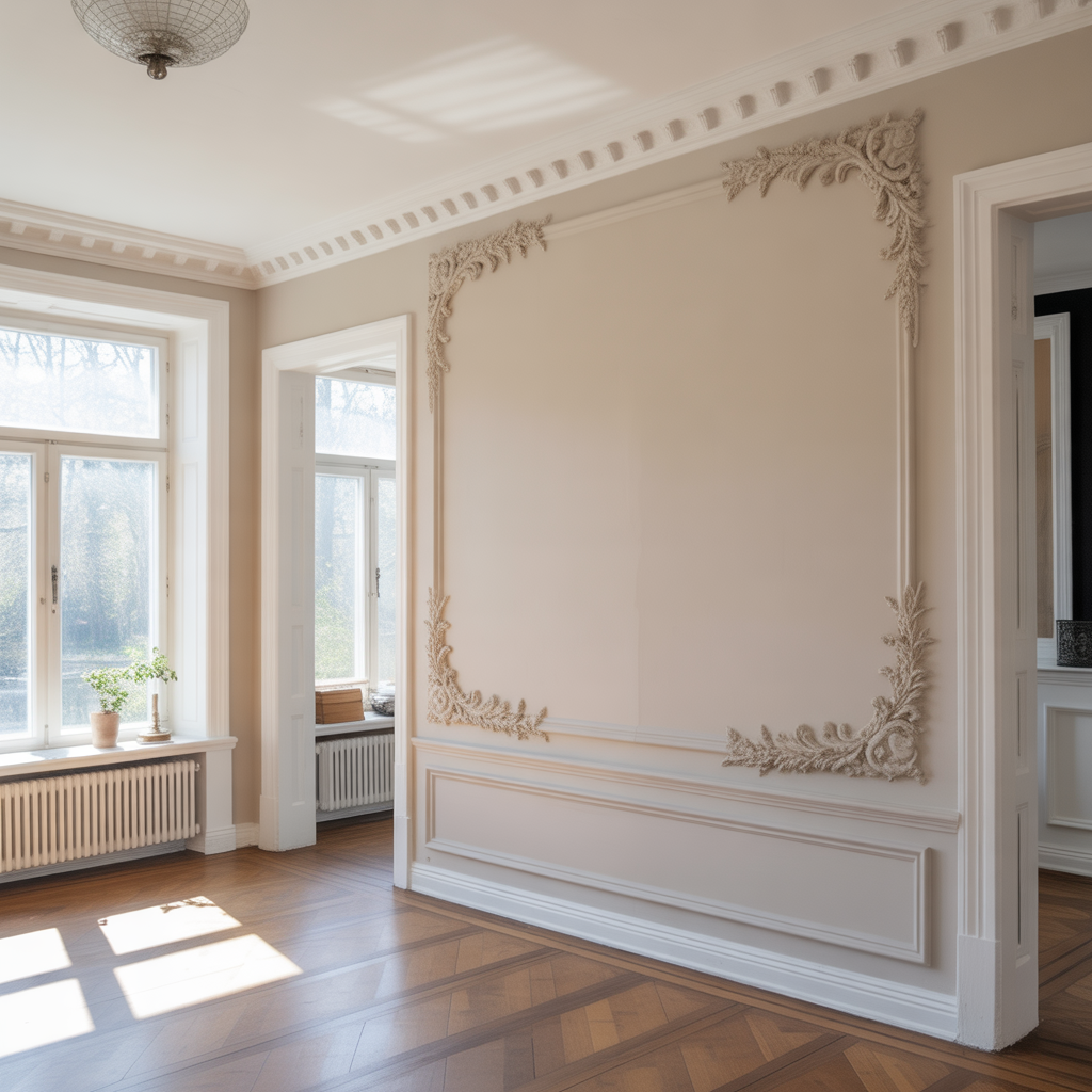 6.Sa malar du en illusion av stuckatur pa vaggarna